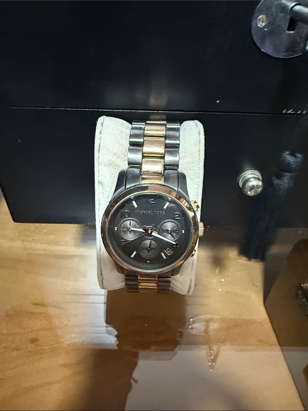 Michael Kors Two-Tone Gold and Black Chronograph Bracelet Watch